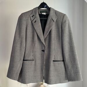 HARVE BENARD Women’s 100% Wool Jacket Leather Trimmed Size 12